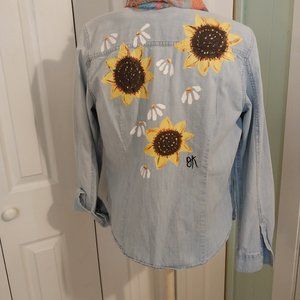 2571 Size Large American Eagle Upcycled Painted Jean Shirt